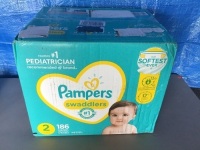 Pampers Swaddlers Size 2 186CT, New, Retail - $53