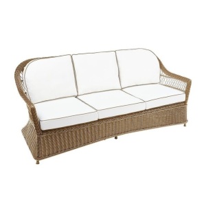 Pier1 Low Apron Wicker Sofa with Cushions in Sand. NEW