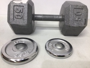 50lb Dumbell and 2 Weights, E-Commerce Return