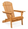Folding Wooden Adirondack Chair Accent Furniture w/ Natural Finish, Brown