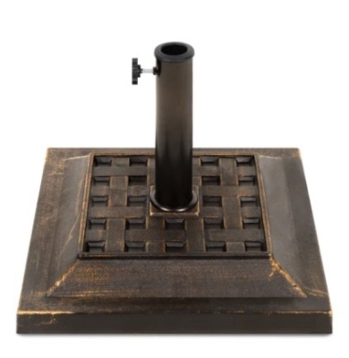 26lb Steel Square Patio Umbrella Base Stand, Basketweave Pattern, Appears New