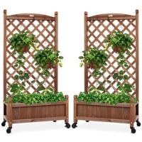 BCP # 5842 : Set of 2 Wood Planter Box &nbsp;& Lattice Trelis