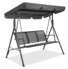 3-Seater Outdoor Canopy Swing Glider Bench w/ Textilene Fabric, Steel Frame, Gray