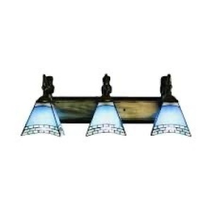 Three-light Mermaid 24 Inch Bathroom Lighting in Tiffany Stained Glass Style