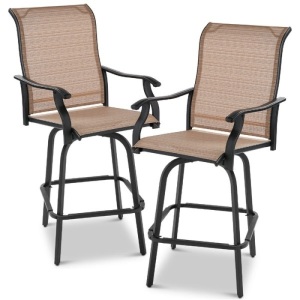 Set of 2 Swivel Barstools w/ 360 Rotation, All-Weather Mesh 