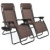 Set of 2 Adjustable Zero Gravity Patio Chair Recliners w/ Cup Holders&nbsp;