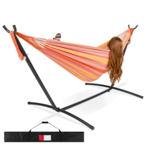 2-Person Brazilian-Style Double Hammock w/ Carrying Bag and Steel Stand, Appears New