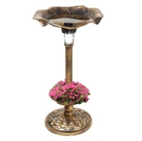 Solar Lighted Bird Bath w/ Planter, Appears New