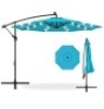 Solar LED Offset Hanging Patio Umbrella w/ Crank Tilt Adjustment - 10ft, Appears New
