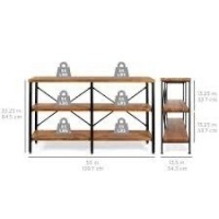 3-Tier Industrial Hallway Console Table for Living Room, Entry Way - 55in