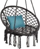 Cotton Macrame Hammock Hanging Chair Swing, Handwoven w/ Backrest 