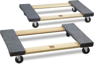 WEN DL1830 1320 lbs. Capacity 18 in. x 30 in. Hardwood Furniture Moving Dolly, Two Pack 
