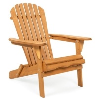 Folding Wooden Adirondack Chair Accent Furniture w/ Natural Finish - Brown
