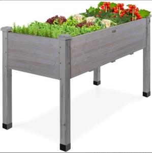 Raised Garden Bed, Elevated Wooden Planter Box w/ Foot Caps - 48x24x30in 