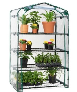 4-Tier Mini Portable Indoor Outdoor Greenhouse w/ Steel Shelves - 40in,APPEARS NEW