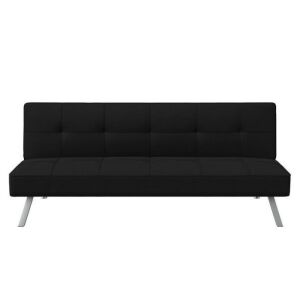 Serta Chelsea Convertible Sofa, Lounger and Full Size Bed, Black Fabric