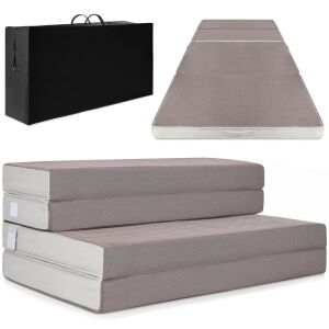 Full Size Folding Portable Mattress Topper w/ Plush Foam - 4in