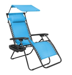 Folding Zero Gravity Recliner Patio Lounge Chair w/ Canopy, Side Tray,NEW