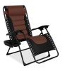 Oversized Padded Zero Gravity Chair, Folding Recliner w/ Headrest, Side Tray,NEW(BROWN)