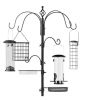 Bird Feeding Station, 6-Hook Steel Multi-Feeder Stand w/ 4 Feeders - 89in, APPEARS NEW  