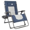 28" Steel Frame Outdoor Oversized Zero Gravity Chair with Navy Blue & Gray Cushion