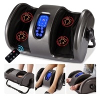 Reflexology Shiatsu Foot Massager w/ High-Intensity Rollers, Remote Control, Gray