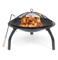 22in Fire Pit Bowl w/ Mesh Cover, Poker