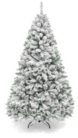 Premium Snow Flocked Artificial Pine Christmas Tree w/ Foldable Metal Base, 6ft