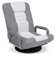 Gaming Floor Chair w/ 360-Degree Swivel, Armrest, Adjustable Backrest, Gray/White