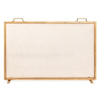 Single Panel Handcrafted Steel Mesh Fireplace Screen w/ Handles - 38x27in, Appears New