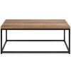 44in Modern Industrial Rectangular Wood Grain Coffee Table w/ Metal Frame