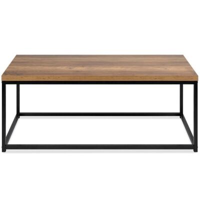 44in Modern Industrial Rectangular Wood Grain Coffee Table w/ Metal Frame