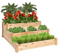 3-Tier Raised Fir Wood Garden Bed Planter