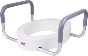 Carex 3.5 Inch Raised Toilet Seat with Removable Padded Arms For Elongated Toilets - E-Comm Return, Appears New  