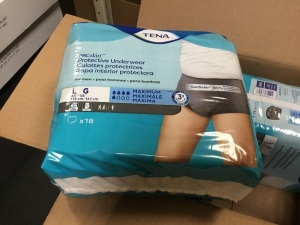 Case of Tena Proskin Protective Underwear, Maximum, Large, 4 Packs of 18 - New