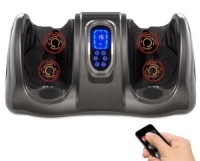 Therapeutic Foot Massager w/ High Intensity Rollers, Remote, 3 Modes, Gray