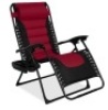 Oversized Padded Zero Gravity Chair, Folding Recliner w/ Headrest, Side Tray, Burgundy