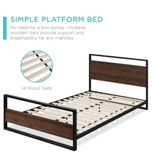 Metal Wood Platform Queen Bed Frame,E-COMMERCE RETURN