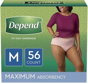 Depend Women's Fit Flex Incontinence Underwear, Tan, M, 56ct - New