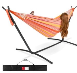 2-Person Brazilian-Style Double Hammock w/ Carrying Bag and Steel Stand,E-COMMERCE RETURN 