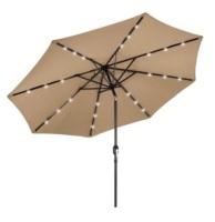 Solar LED Lighted Patio Umbrella w/ Tilt Adjustment, UV-Resistance,&nbsp;10ft, Tan