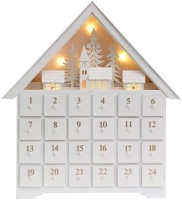PIONEER-EFFORT 18 Inch Christmas White Wooden Advent Calendar House with 24 Drawers and Led Lights Countdown to Christmas Decoration - Appears New&nbsp;