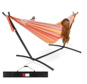 2-Person Brazilian-Style Double Hammock w/ Carrying Bag and Steel Stand,E-COMMERCE RETURN