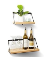 Lot of (2)&nbsp;Floating Rustic Wood Shelves- Set of 2, Appears New