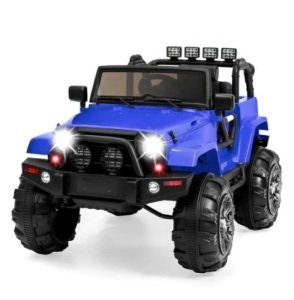 12V Kids Ride-On Truck Car Toy w/ 3 Speeds, LED, Remote, Bluetooth, Blue