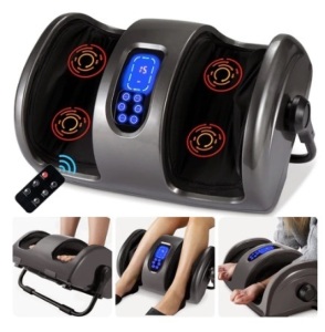 Reflexology Shiatsu Foot Massager w/ High-Intensity Rollers, Remote Control, Gray