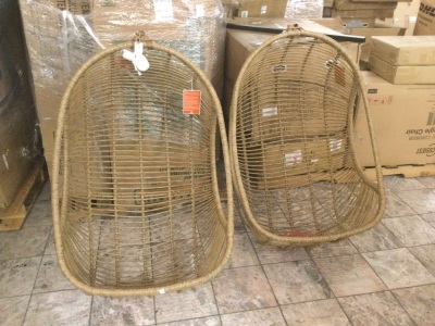 Lot of (2) Pier1 Imports Willow Swingasan Wicker Hanging Chairs. NEW. Includes a Hardware Bag