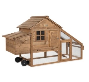 Mobile Wood Chicken Coop Tractor w/ Wheels, 2 Doors, Nest Box, 70in