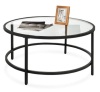 Round Tempered Glass Coffee Table w/ Steel Frame, 36in, Black, Appears New