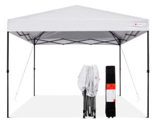 One-Person Setup Instant Pop Up Canopy w/ Wheeled Bag - 10x10ft, White